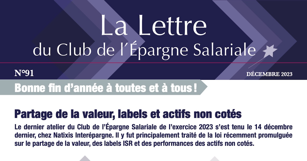 La e-letter n°91, suite à l'atelier du 14 décembre 2023 chez NIE