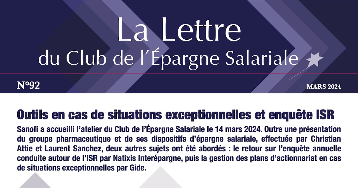La e-letter n°92, suite à l’atelier du 14 mars 2024 chez Sanofi