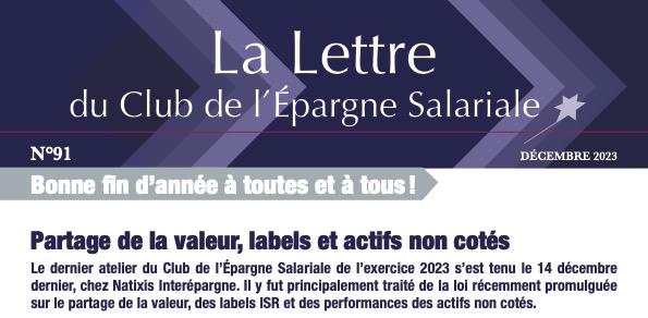 La e-letter n°91, suite à l'atelier du 14 décembre 2023 chez NIE